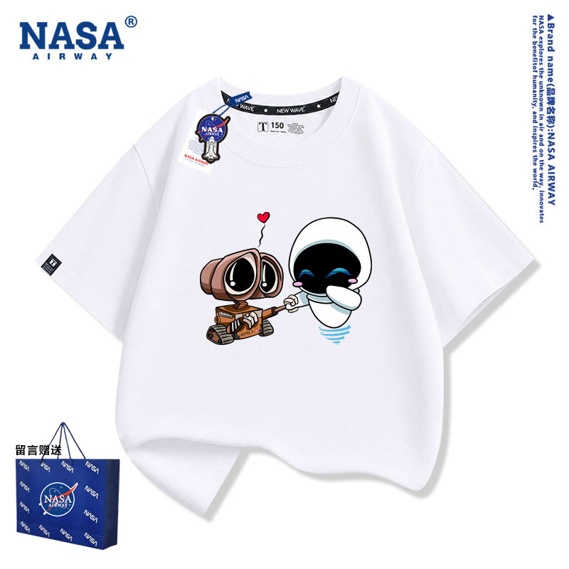 NASA联名WALLE机器人瓦力总动员电影周边男女纯棉短袖T恤夏季半袖