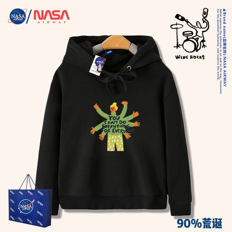 美式复古卡通摇滚架子鼓连帽卫衣