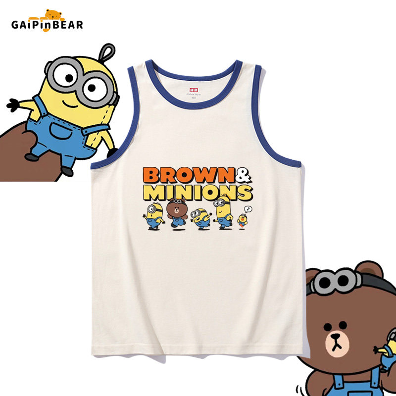 小神偷奶爸黄人联名布朗熊儿童背心纯棉吊带无袖t恤男女中大童装,童装/婴儿装/亲子装,背心吊带,淘宝优惠券,粉丝福利购,淘宝优惠卷