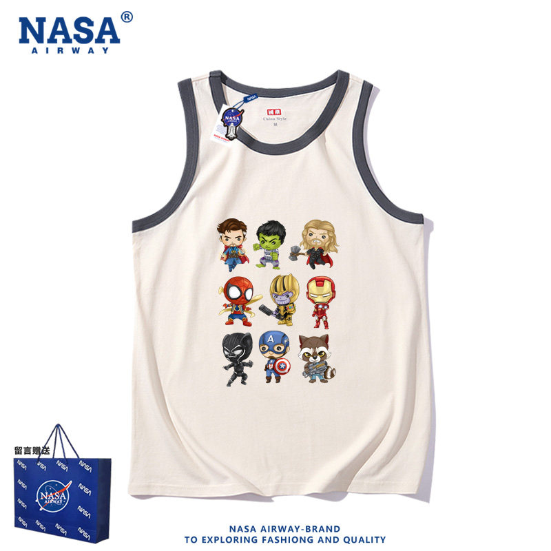 NASA联名漫威复仇者联盟蜘蛛侠钢铁侠绿巨人吊带儿童纯棉背心T恤
