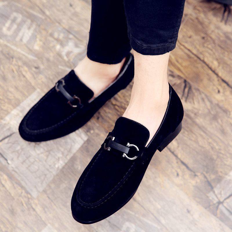 男鞋时尚低帮懒人鞋磨砂面潮流豆豆小皮鞋复古黑色平底鞋,流行男鞋,正装皮鞋,淘宝优惠券,粉丝福利购,淘宝优惠卷