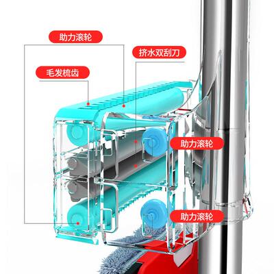 直销新款45cm大号免手洗平板拖把家用干湿两用懒人拖把瓷砖木地板