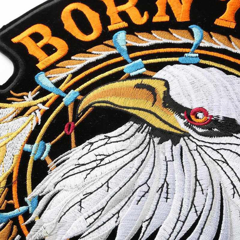 直销新款电脑绣花标布贴机车服配饰服装辅料动物大老鹰背胶大号补