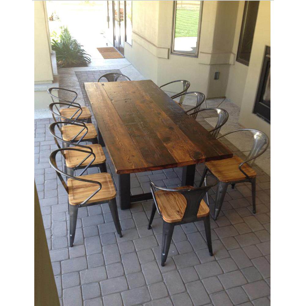 直销新款美式做旧复古实木铁艺餐桌椅咖啡厅奶茶店小吃店餐桌椅组