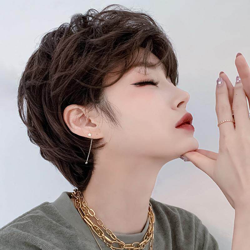 新款直销假发女短发中性帅气短卷发整顶全头套式发套网红蓬松自然