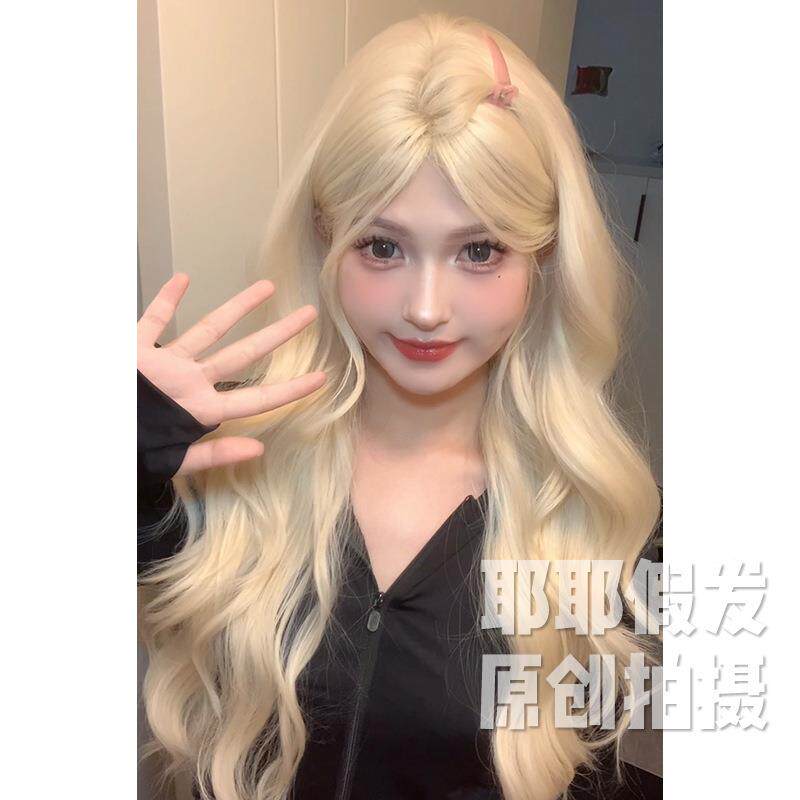 新款直销耶耶日常假发女长发全头套式仿真自然中长款波浪卷蛋卷长