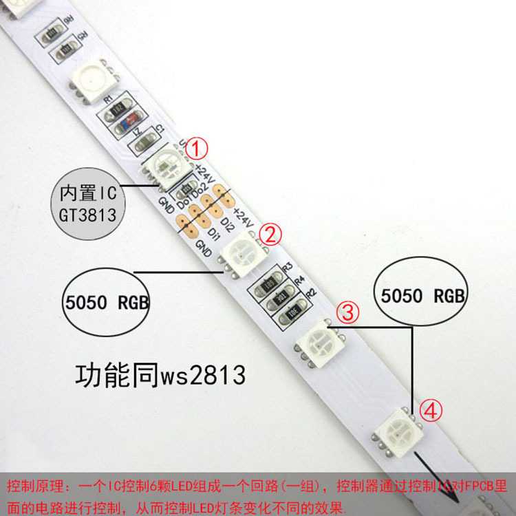 新款直销5050内置ic幻彩灯带 s型12v防水rgb低压灯带 ws2812b流水