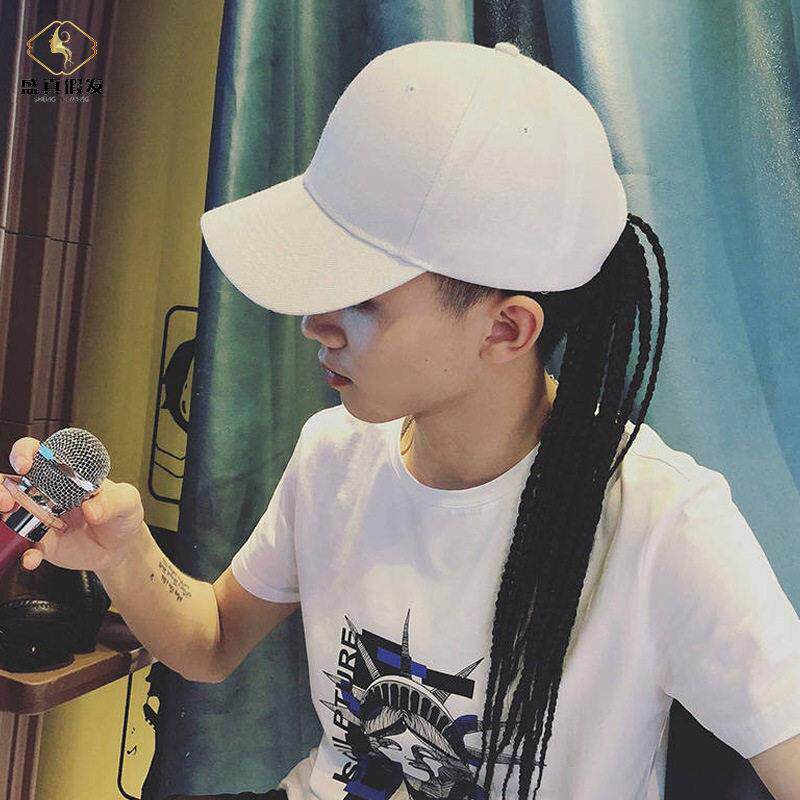 新款直销假发脏辫帽子假发一体女三股辫个性鸭舌帽一体街舞女时尚