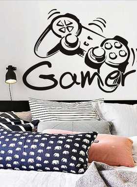 新款直销跨境儿童房精雕黑色贴画小号Gamer游戏墙贴可移除家居装