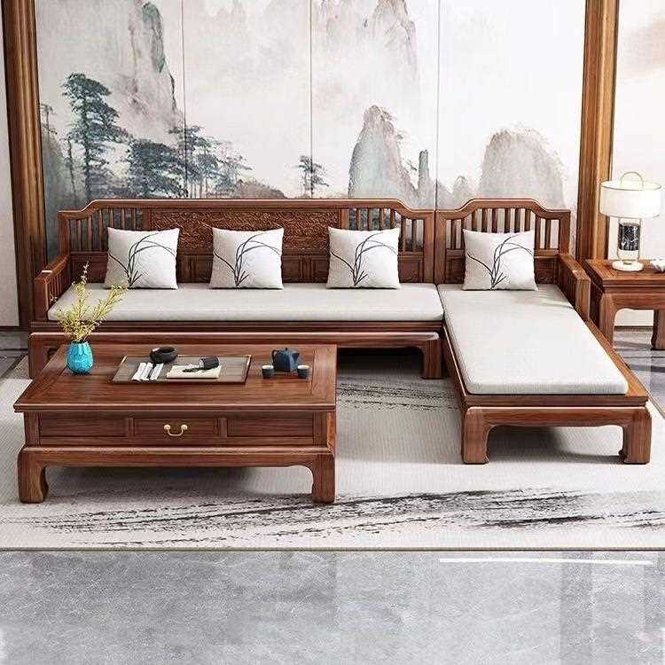 直销新款新中式仿古金花梨木沙发组合现代简约冬夏两用转角贵妃全