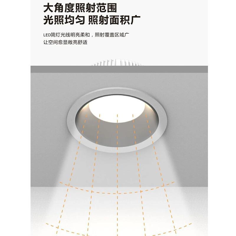 直销新款led窄边框射灯嵌入式家用客厅过道深藏防眩多尺寸开孔筒