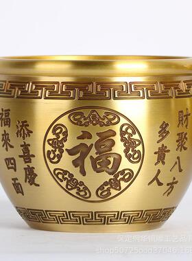 直销新款 量大价优黄铜制作 八宝对联缸 线雕黄色 金蟾压缸