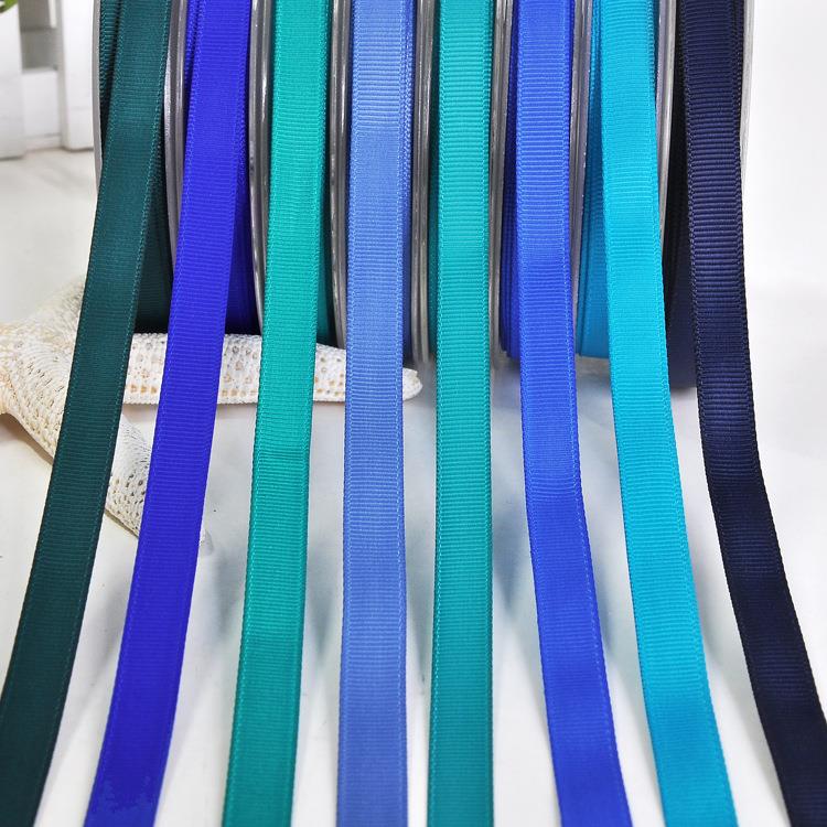 直销新款 纯色涤纶罗纹丝带38mm礼品包装辅料螺纹带蓝色系335-374