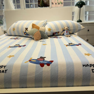 加绒加厚牛奶绒床笠单件床垫套保护罩飞机法兰绒秋冬床单人三件套