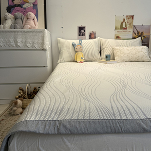 正官旗夏季提花曲线灰凉感冰凉席床笠款三件套A类母婴级加厚床席.