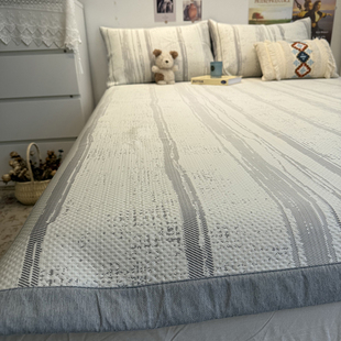 正官旗夏季提花条纹灰凉感冰凉席床笠款三件套A类母婴级加厚床席.