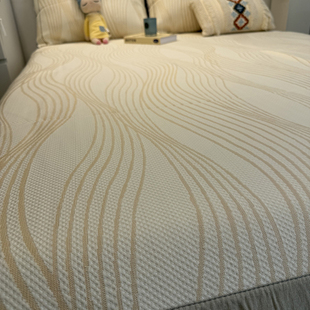 正官旗夏季提花线条香槟凉感冰凉席床笠三件套A类母婴级加厚床席.