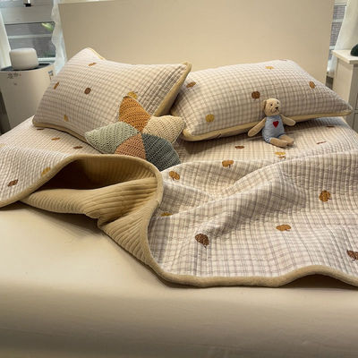 简约双面可用全棉床盖三件套