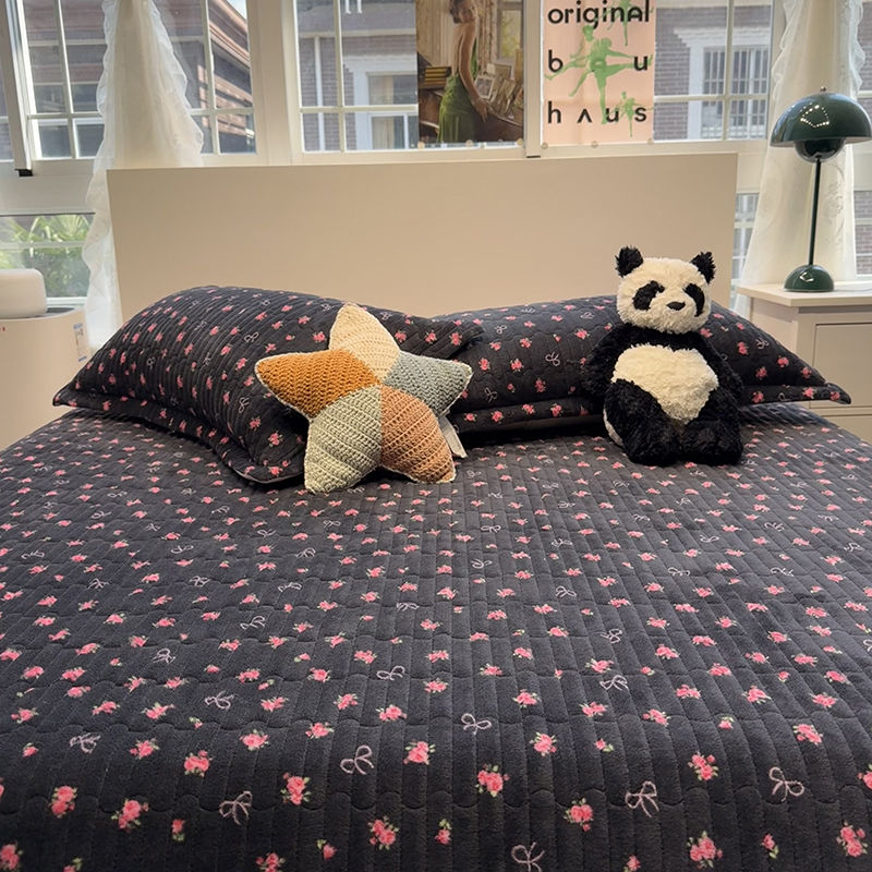 复古小花床盖三件套秋冬季