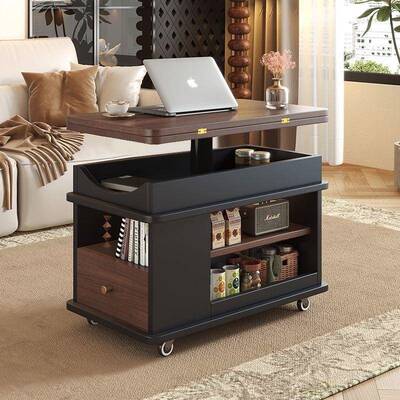 移动厅户型多功能折沙发实木边柜小升降茶几小推车BJI客叠家用茶