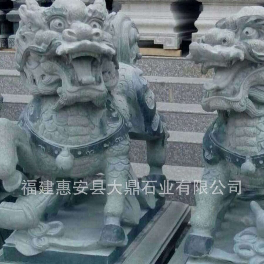 麒麟家用庭院公司门口阳台房顶原石雕刻 石雕青石麒麟