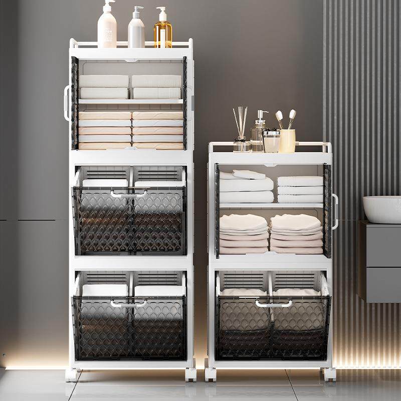 脏衣家篮用脏衣服收纳浴室卫生间分层纳收F990架带滑轮筐可折叠脏