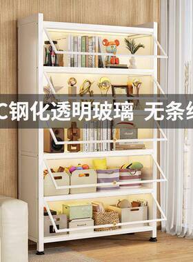 带玻璃门家用书柜儿童pxx10076尘防书架厅落客地示柜收纳柜展子铁