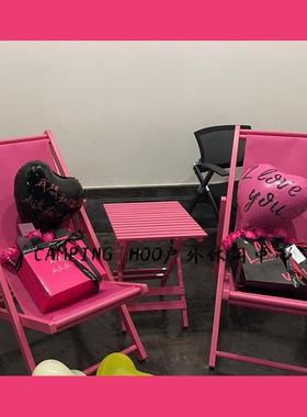 荧光黄色夏日甜甜动辣开业活多酷巴胺撞QL女孩荧光粉玫红椅子