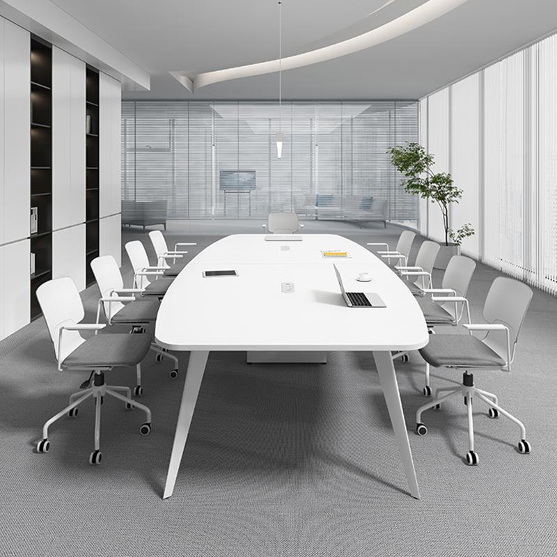 会议桌现长桌椅简约接代小型办公桌椭圆待会议室BDP桌组合白色洽