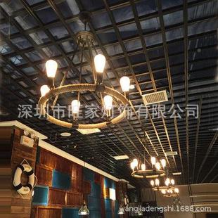 美loft复古厅工业风式280吧餐铁艺个性创酒意厂家双层麻绳圆古堡