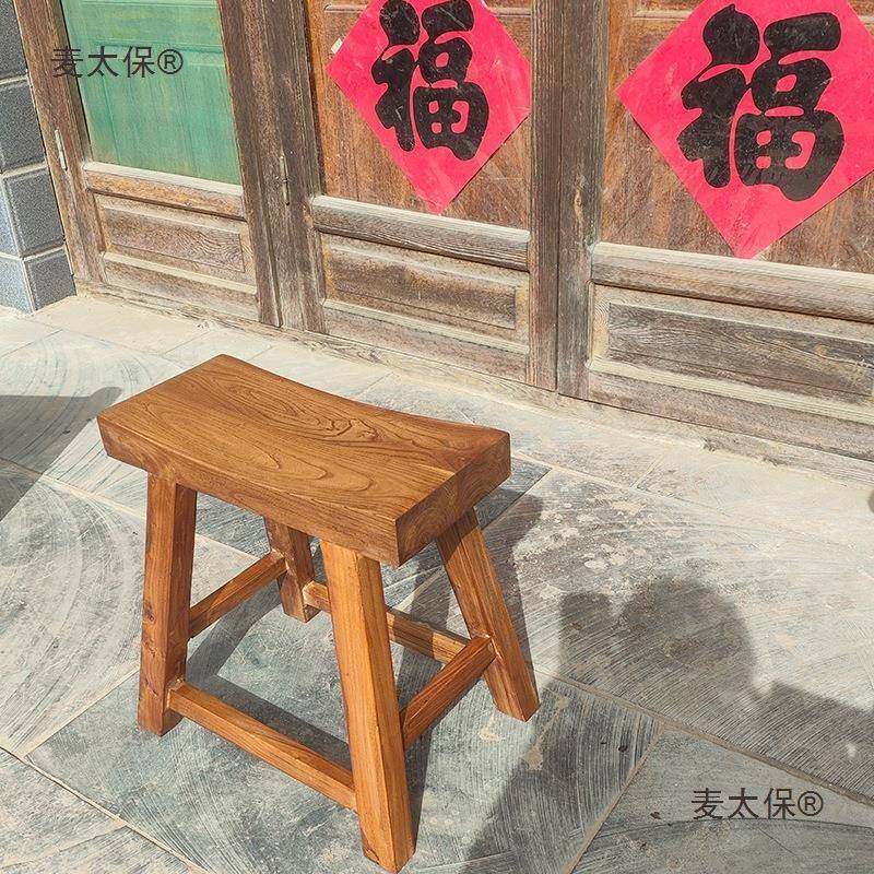 简约小户餐椅木实椅靠背椅椅房梁老榆木木无品牌/茶桌椅型坐板现