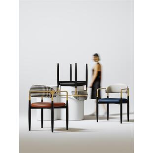 餐椅黑设计师创意餐厅个性书椅子商极用RDN金属色艺术靠简背梳妆