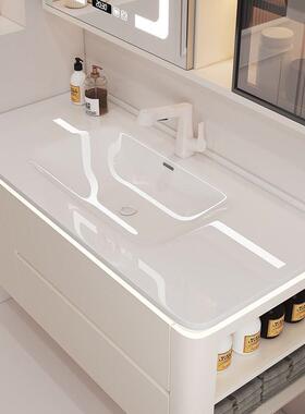 205新瓷奶油风陶一体盆浴室套装2组合洗手AL102550台卫柜生间智能