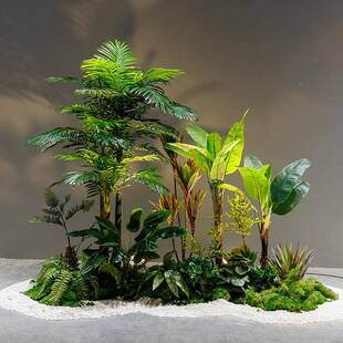物仿真绿植造景组合落玄关FZPZ9331楼梯下转角热带假植橱窗绿地装