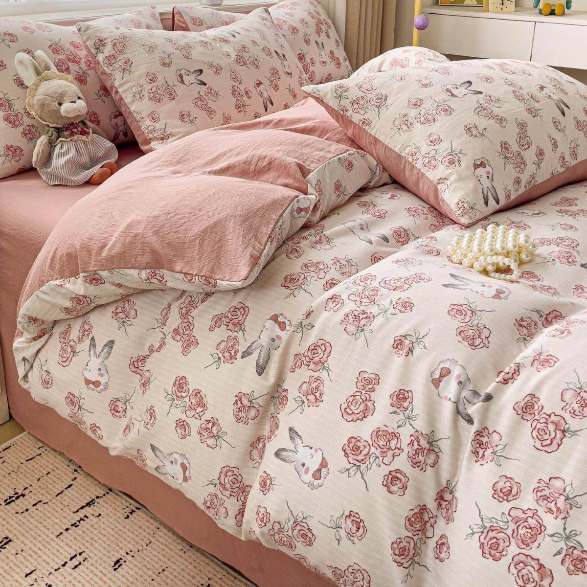 四件件水套床用品床单被套洗棉双层纱夏天yd床笠学上生宿舍三套