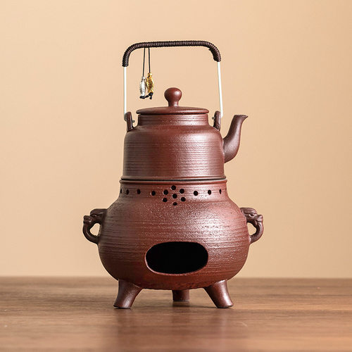 粗陶红泥煮茶套装暖茶炉温茶炉家用复古茶壶加热底座酒精炉碳火炉