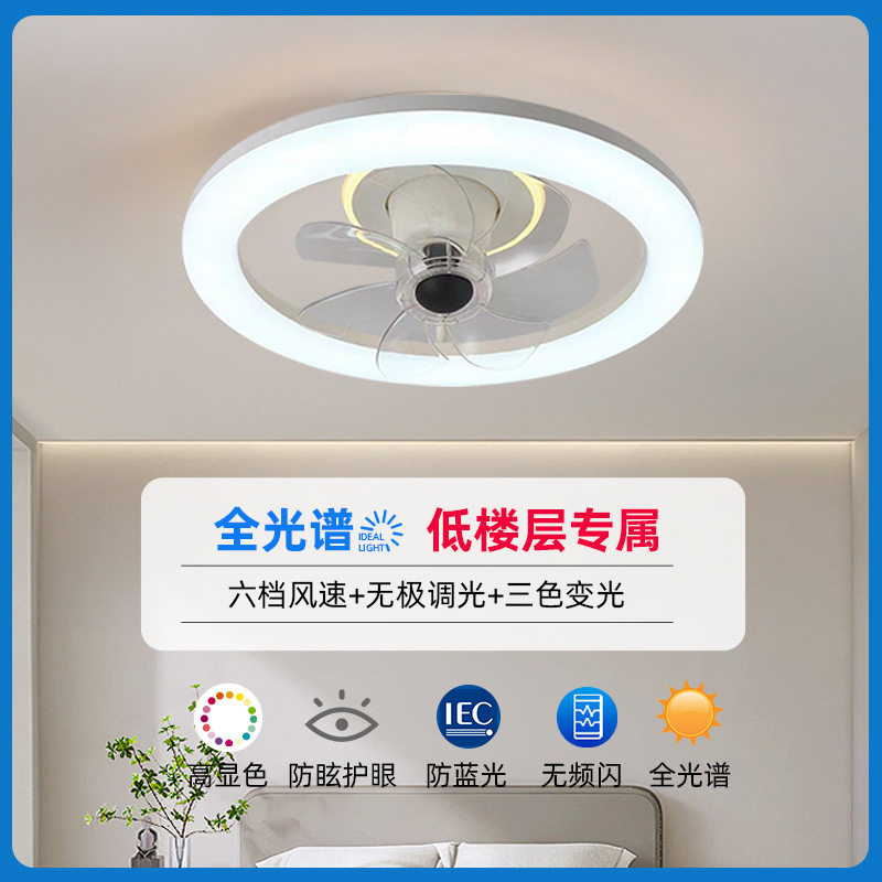 新家用客厅餐厅风扇全光谱护眼吸顶灯 led智能风扇多功能正在畅销