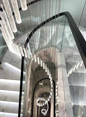 楼梯吊灯别墅21524旋转lft公寓挑高厅楼梯间灯复式客楼中长楼水晶