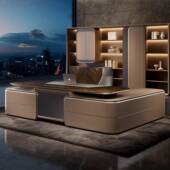 端E0级老板桌轻奢办高公现桌代总裁桌办公老489板董事长音语控制