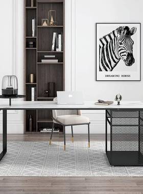 现代简约岩板电桌椅式带屉工作台台小户型家用笔抽NQB记本脑办公