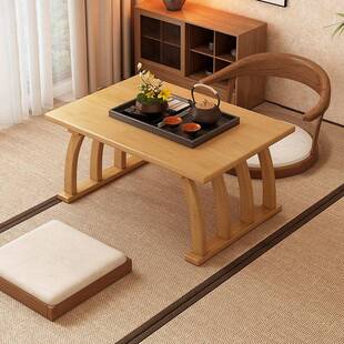 飘窗中式国学桌地毯阳榻榻米简窗约茶桌台小茶几楠竹矮型桌坐地家