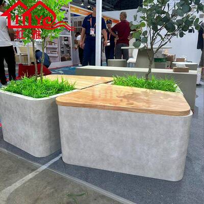 玻花箱公园景区市政钢道路售楼部HY-24108接待休息区休防腐木璃坐