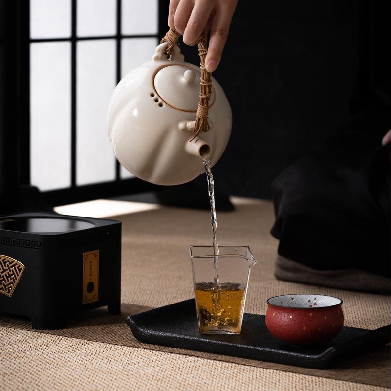 苏打烧釉粗陶茶提梁水壶围炉煮炭炉电HSYWY807陶炉专茶壶原矿陶用