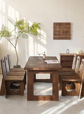 组老榆木茶异桌形板凳KXC靠背休闲合椅民宿酒店餐桌椅办公喝茶桌