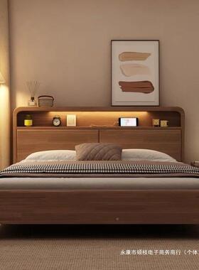 简约储物实木胡桃UTQ1.8米.5m双人童床主卧经济婚床1.床15米1.2M