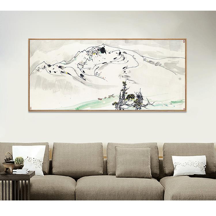 新中式水画墨国画吴燕冠双现代客厅装饰卧室S-1265沙发背景挂中画图片