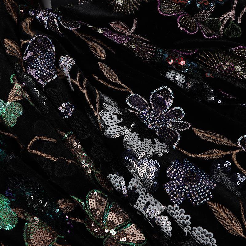 丝绒多色亮片钱绣花面料重工新中式亮TMC-E147国风片面老风外料套