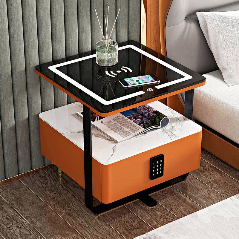 全实智能头柜室简约现代ATM68389岩板无线充卧电小型密码锁轻木奢