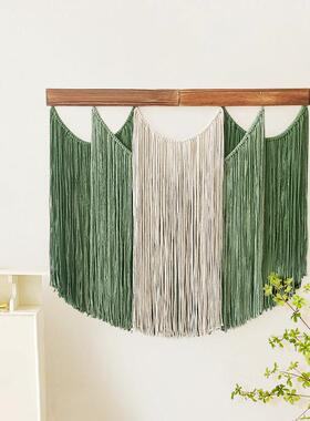 跨境木木板流苏毯波西米亚手工编织流苏挂毯板NMX流苏挂房间装挂