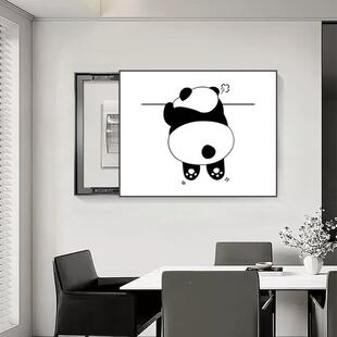 猫画黑白电00000043表箱装熊画饰简约餐厅配电箱电表遮挡挂画免箱